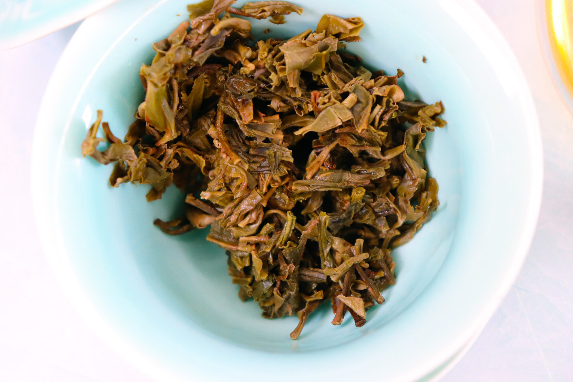 2020 Na Ka Raw Pu-erh Tea - brewed leaves in a gaiwan