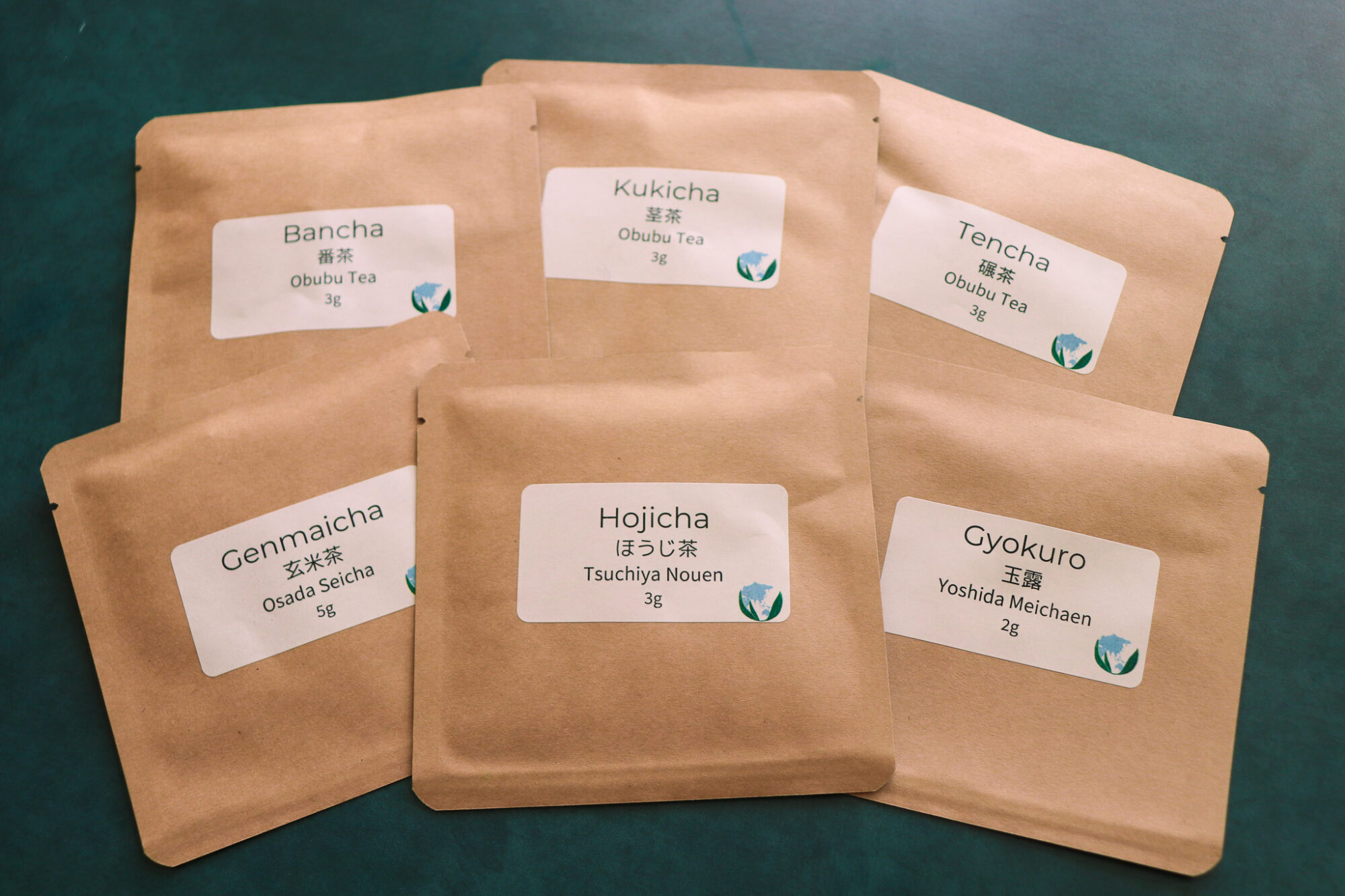 A selection of teas for the Japanese Tea Foundation Online Course