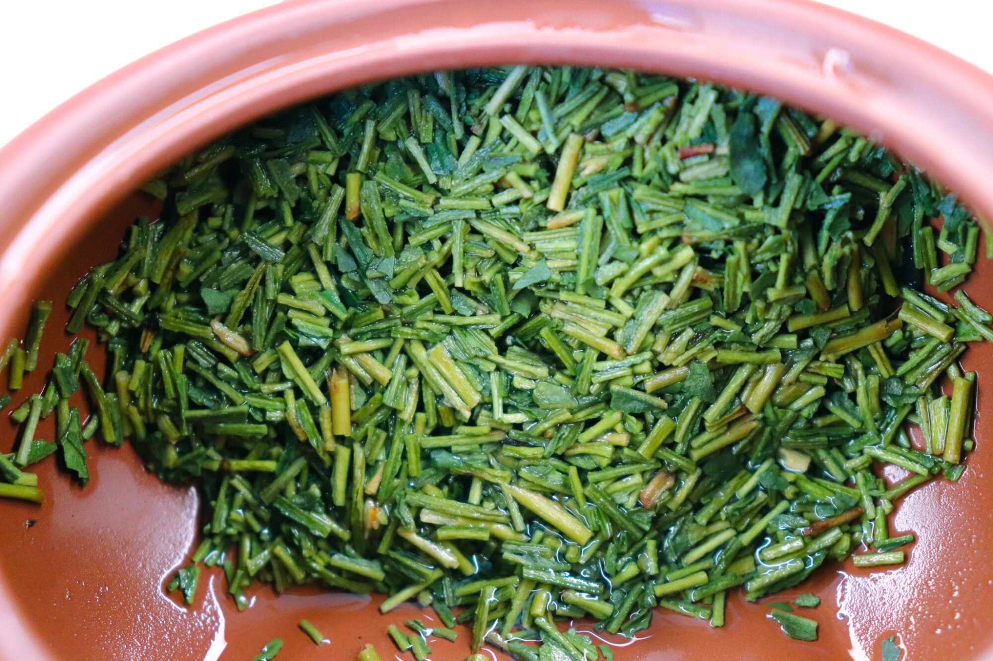 Kukicha tea leaves after brewing