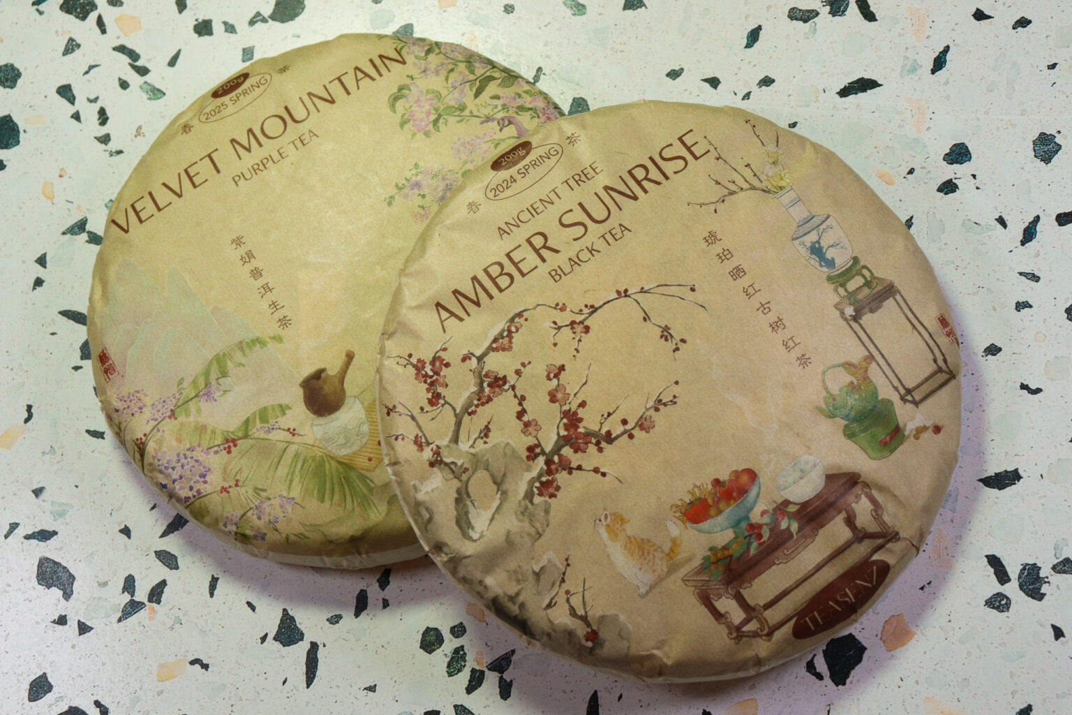 Velvet Mountain and Amber Sunrise from Teasenz: Two Compressed Teas ...